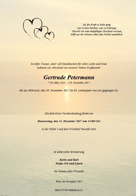 Erinnerungsbild für Gertrude Petermann