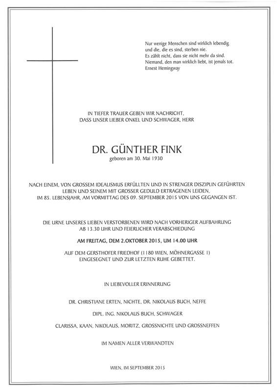 Erinnerungsbild für Dr. rer. nat. Günther Fink