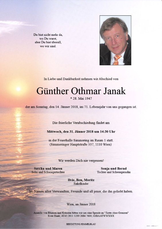 Erinnerungsbild für Günther Janak