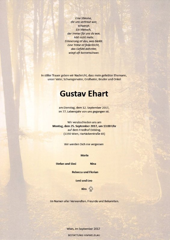 Erinnerungsbild für Gustav Ehart