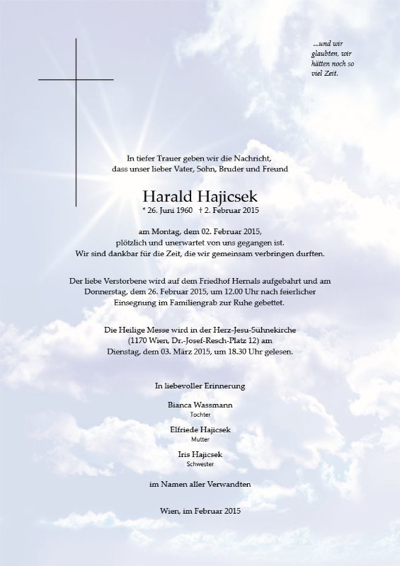 Erinnerungsbild für Harald Hajicsek
