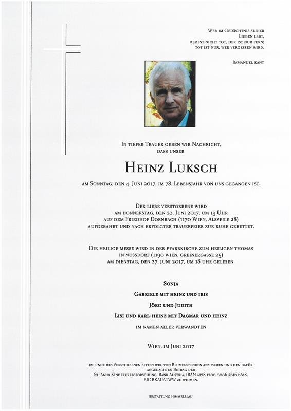 Erinnerungsbild für Heinz Luksch