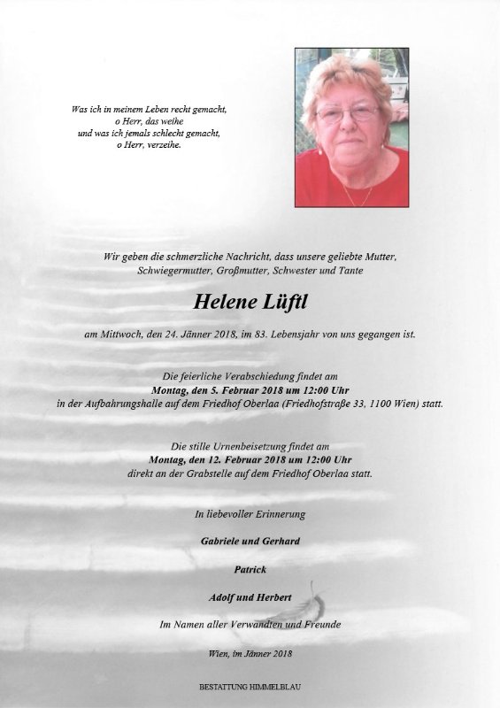 Erinnerungsbild für Helene Lüftl