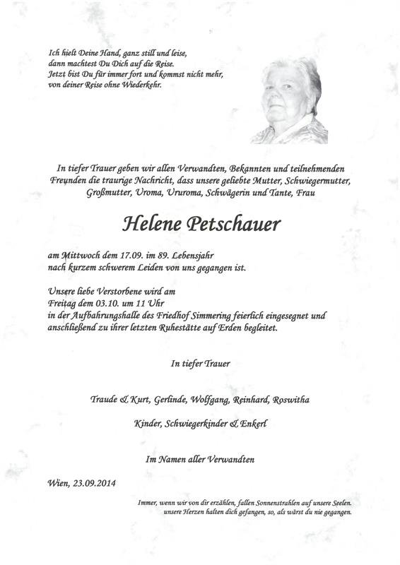 Erinnerungsbild für Helene Petschauer