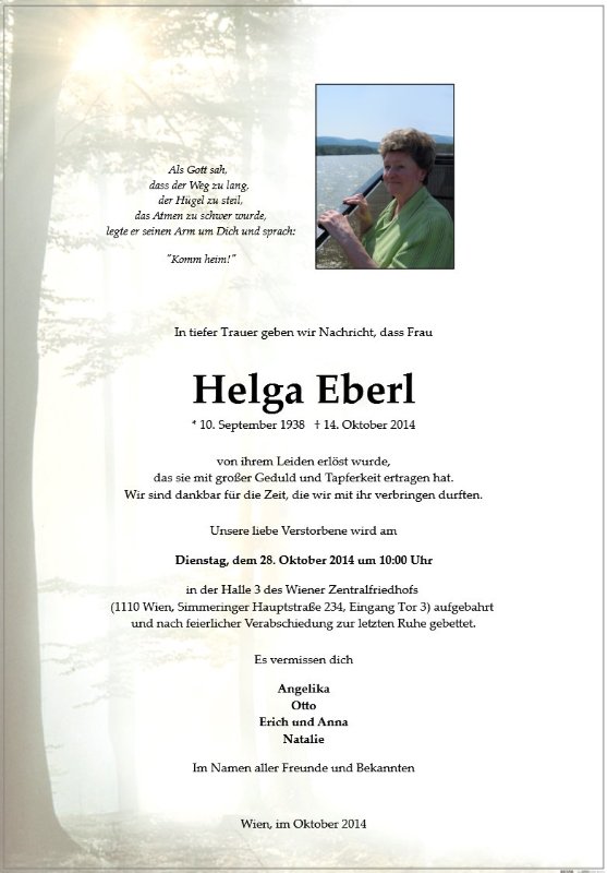 Erinnerungsbild für Helga Eberl