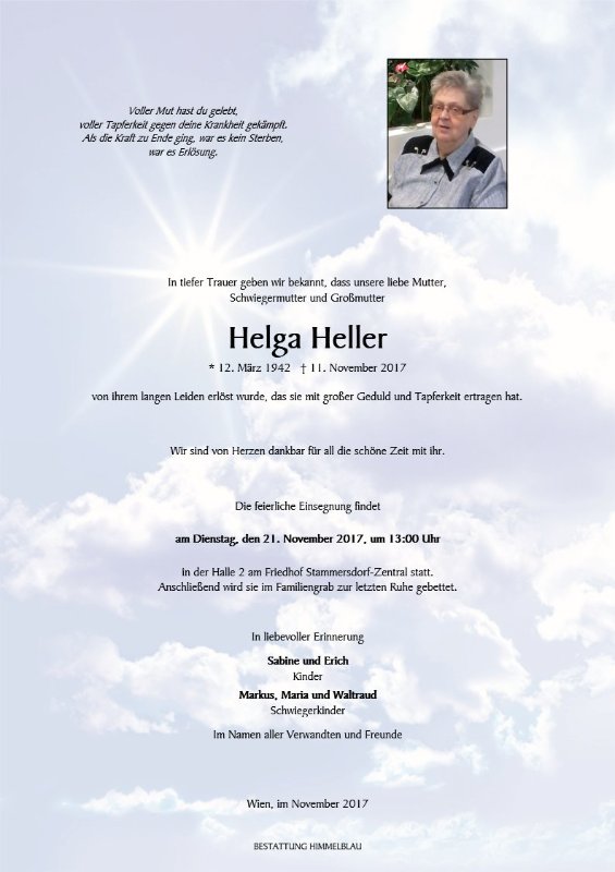 Erinnerungsbild für Helga Heller