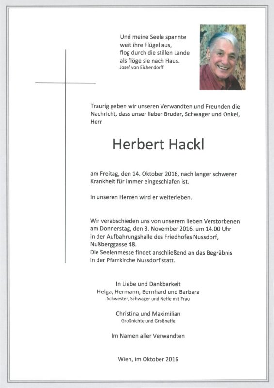 Erinnerungsbild für Herbert Hackl