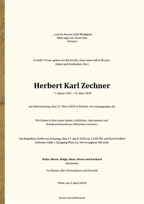 Erinnerungsbild für Herbert Zechner