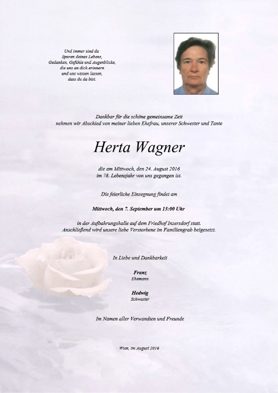 Erinnerungsbild für Herta Wagner