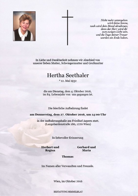 Erinnerungsbild für Hertha Seethaler