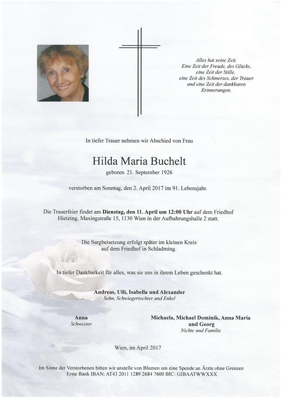 Erinnerungsbild für Hilda Maria Buchelt