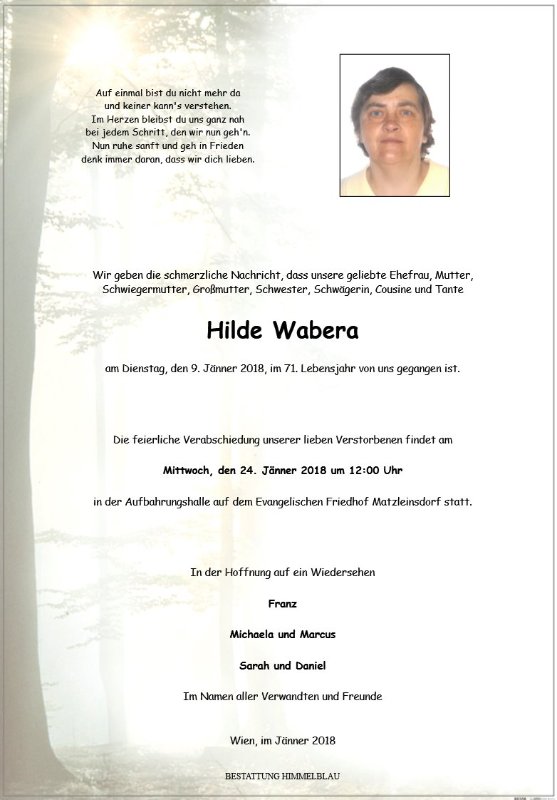 Erinnerungsbild für Hilde Wabera