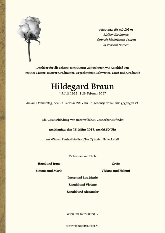 Erinnerungsbild für Hildegard Braun