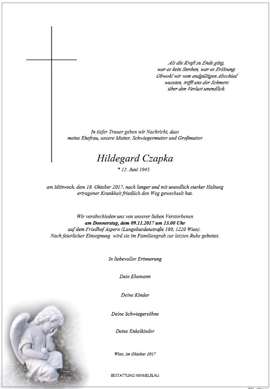 Erinnerungsbild für Hildegard Czapka