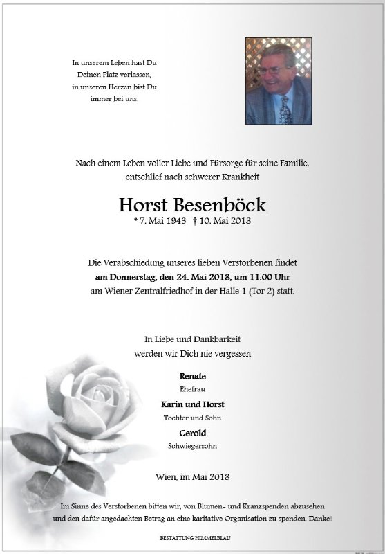 Erinnerungsbild für Horst Besenböck