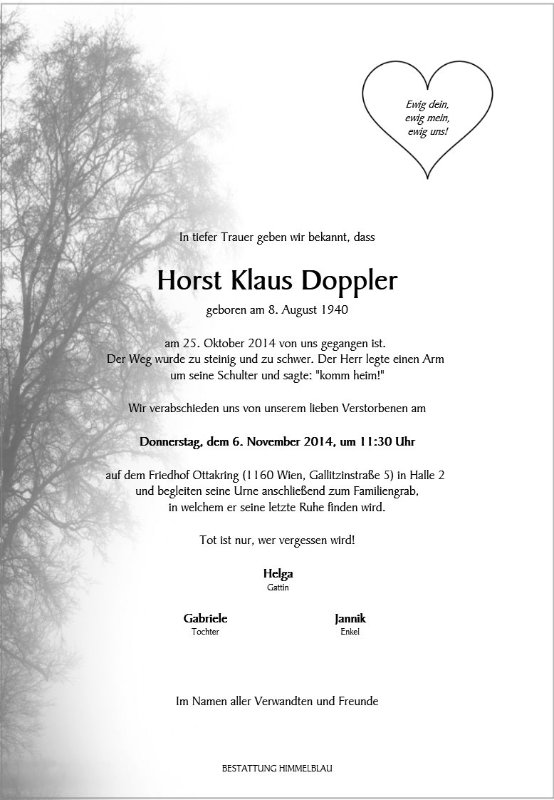 Erinnerungsbild für Horst Klaus Doppler