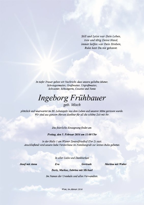 Erinnerungsbild für Ingeborg Frühbauer