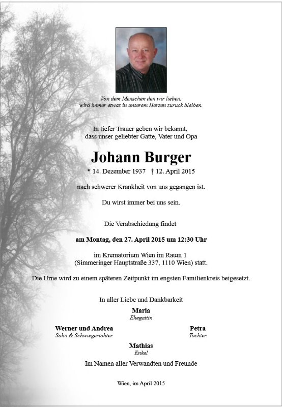 Erinnerungsbild für Johann Burger