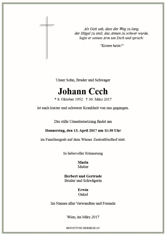 Erinnerungsbild für Johann Cech