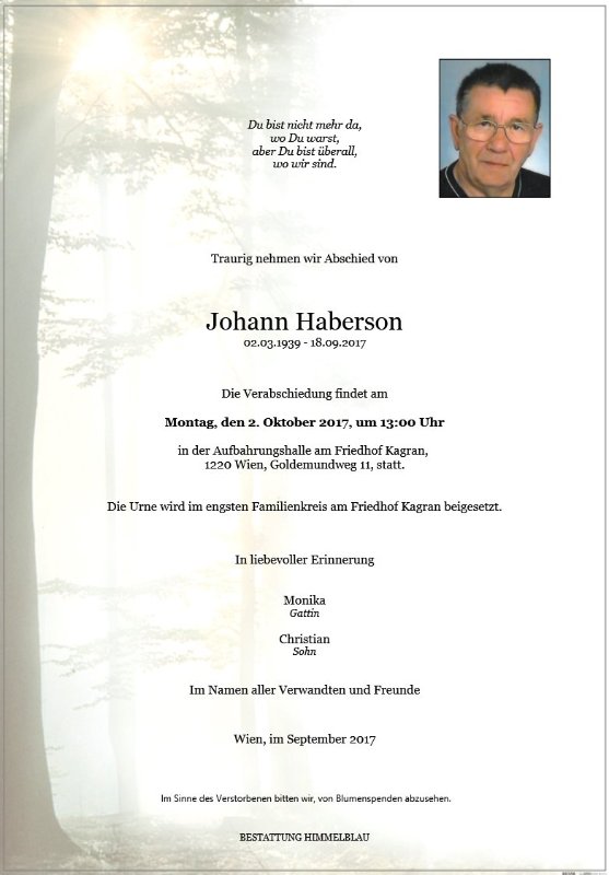 Erinnerungsbild für Johann Haberson