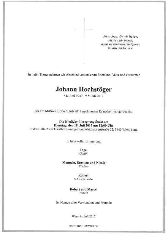 Erinnerungsbild für Johann Hochstöger