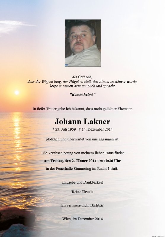 Erinnerungsbild für Johann Lakner