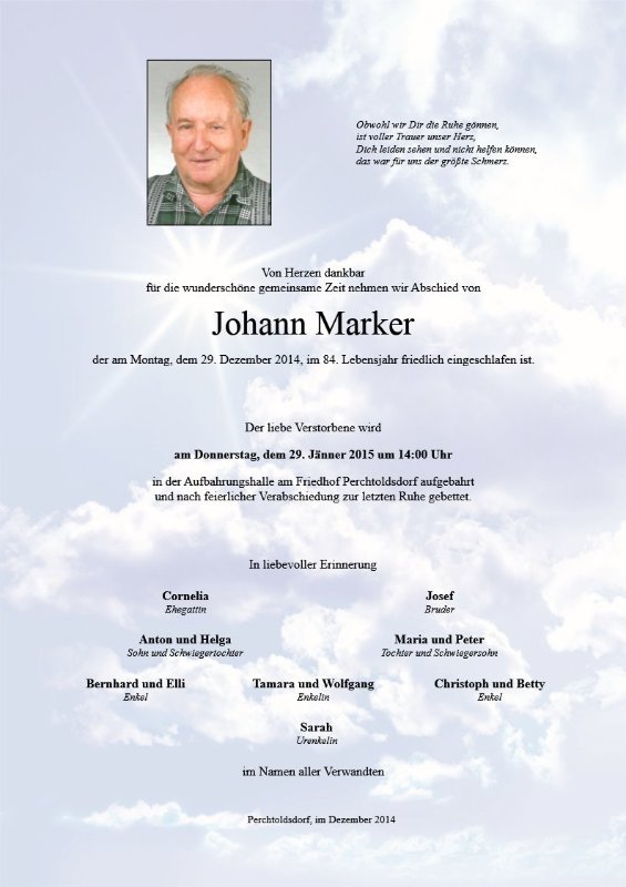 Erinnerungsbild für Johann Marker