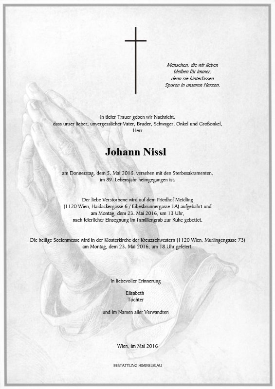 Erinnerungsbild für Johann Nissl