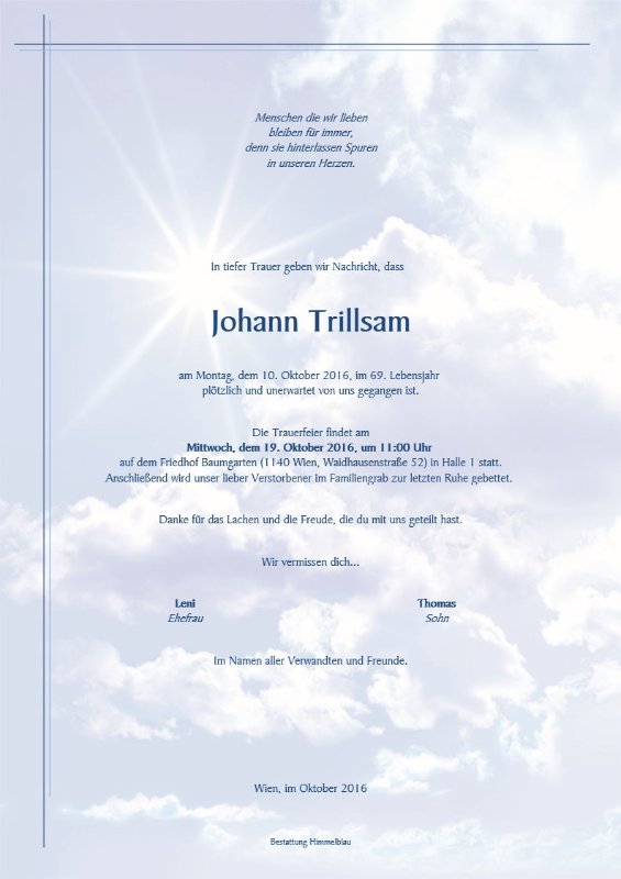 Erinnerungsbild für Johann Trillsam