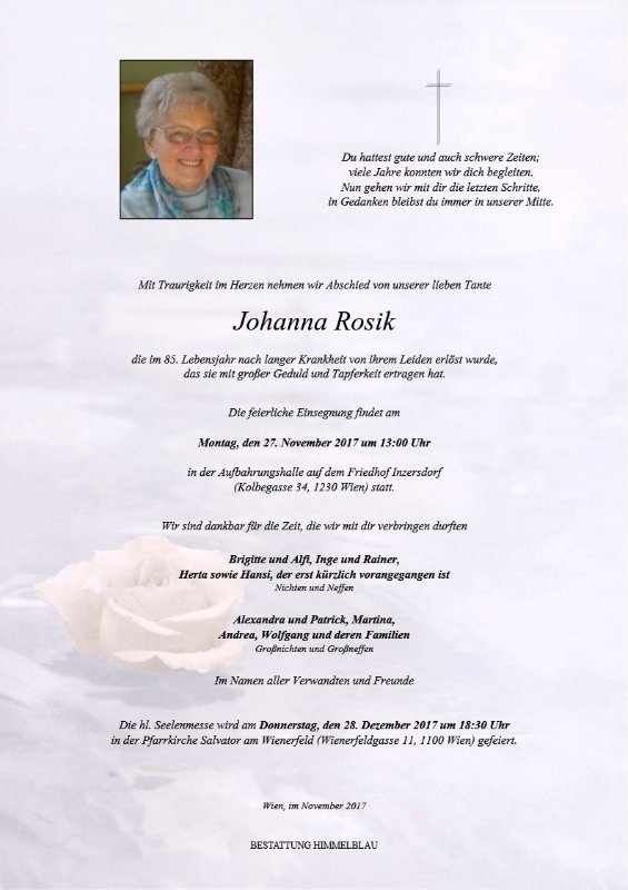 Erinnerungsbild für Johanna Rosik