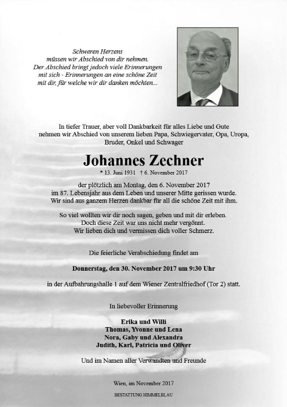 Erinnerungsbild für Johannes Zechner