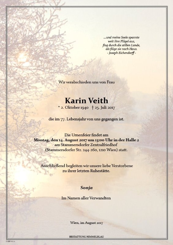 Erinnerungsbild für Karin Veith