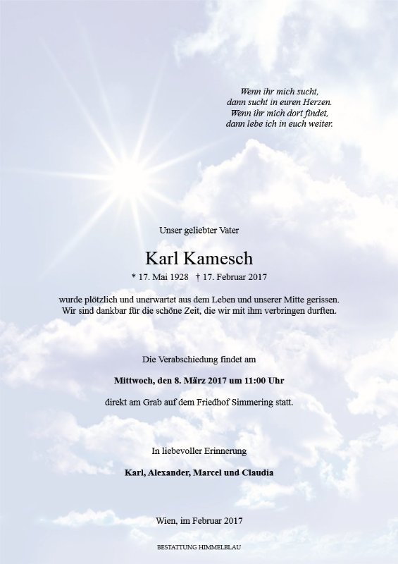 Erinnerungsbild für Karl Kamesch