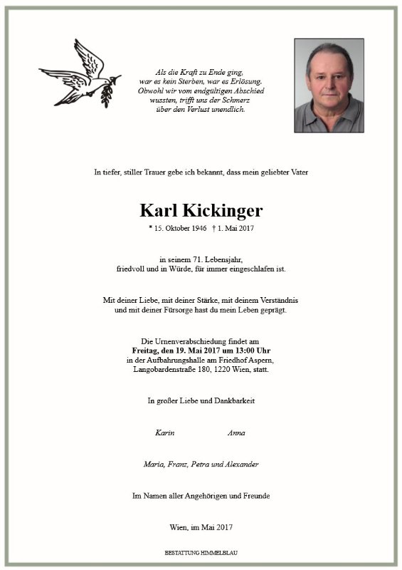 Erinnerungsbild für Karl Kickinger