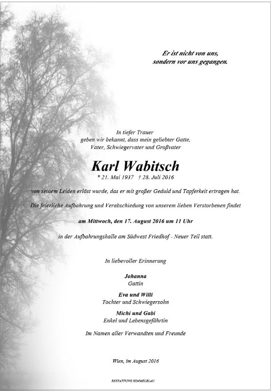 Erinnerungsbild für Karl Wabitsch