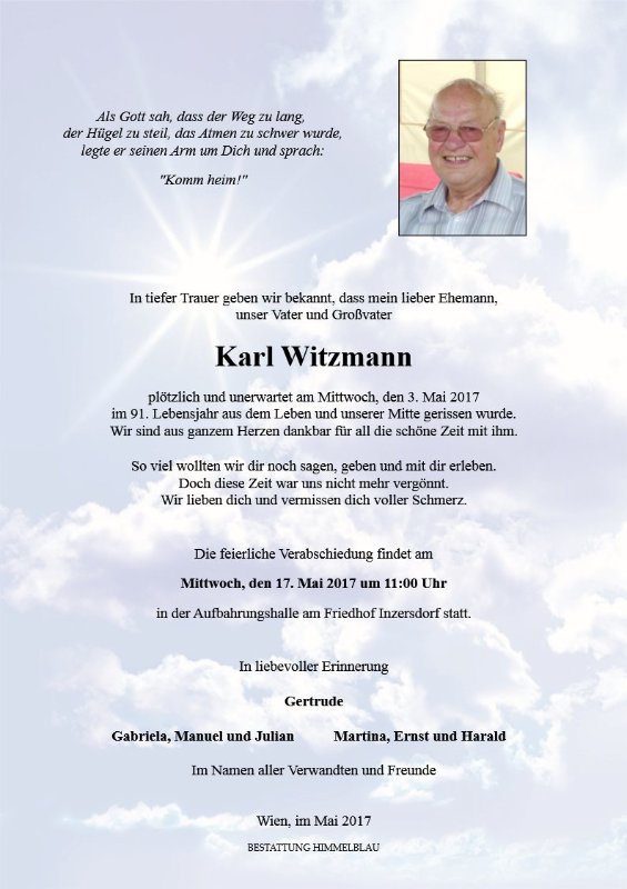 Erinnerungsbild für Karl Witzmann