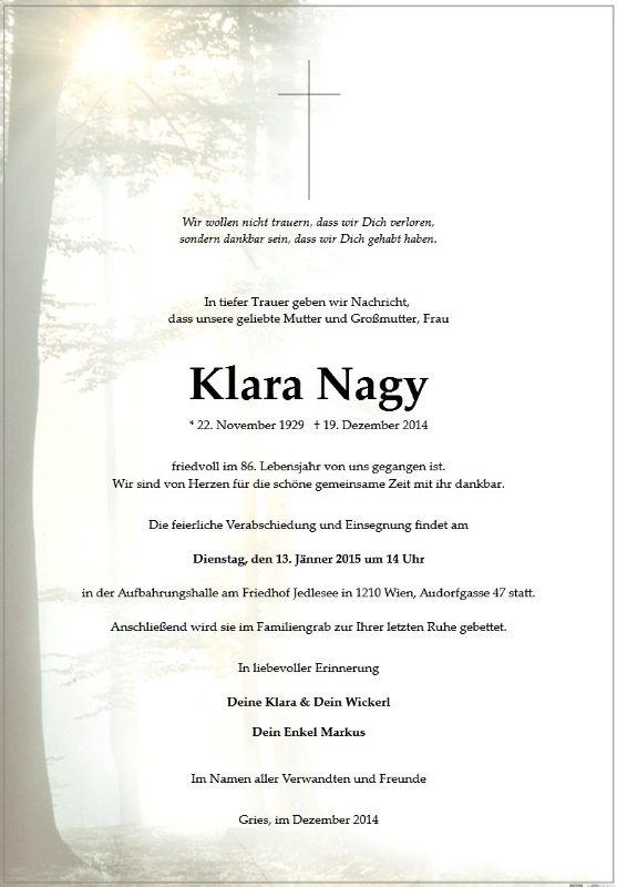 Erinnerungsbild für Klara Nagy