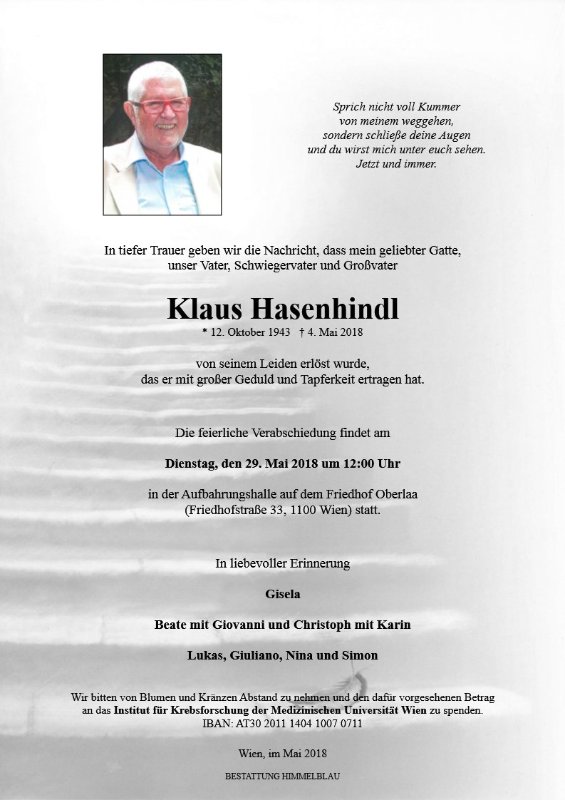 Erinnerungsbild für Klaus Hasenhindl