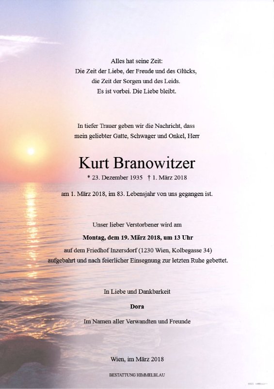 Erinnerungsbild für Kurt Branowitzer