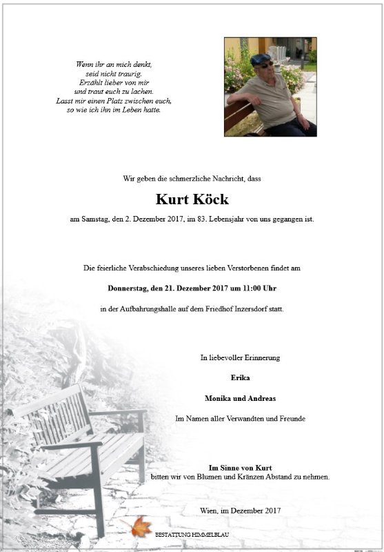 Erinnerungsbild für Kurt Köck
