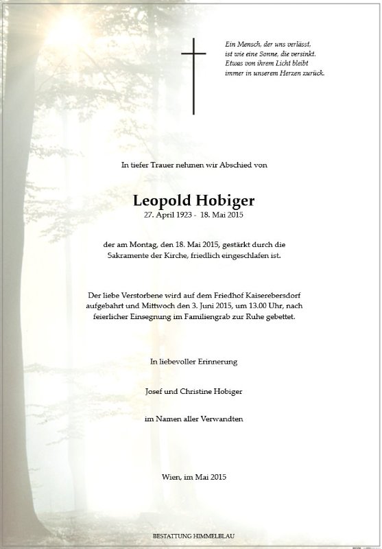 Erinnerungsbild für Leopold Hobiger