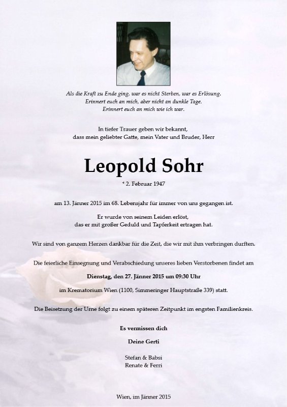 Erinnerungsbild für Leopold Sohr