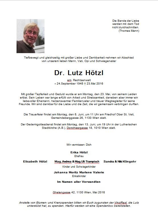 Erinnerungsbild für Dr. Lutz Hötzl