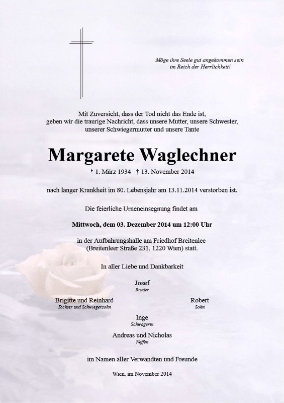 Erinnerungsbild für Margarete Waglechner