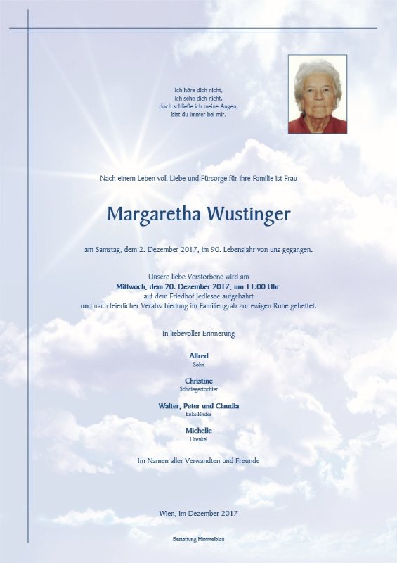 Erinnerungsbild für Margaretha Wustinger
