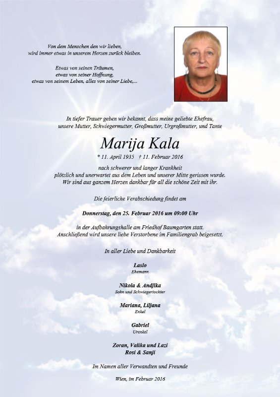 Erinnerungsbild für Marija Kala