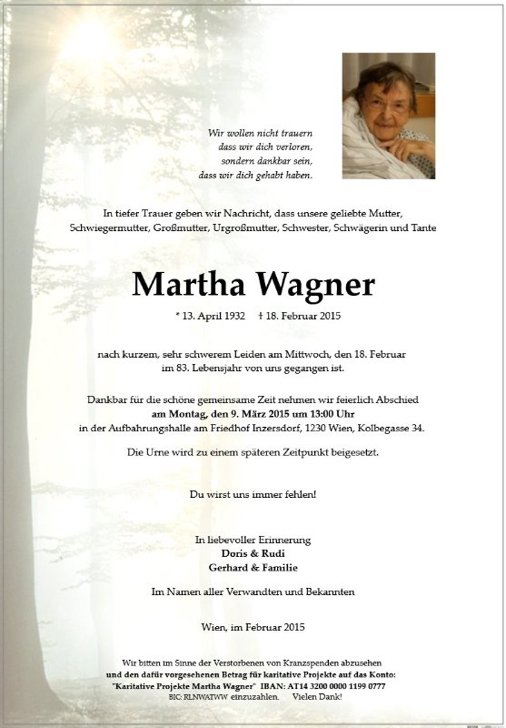 Erinnerungsbild für Martha Wagner