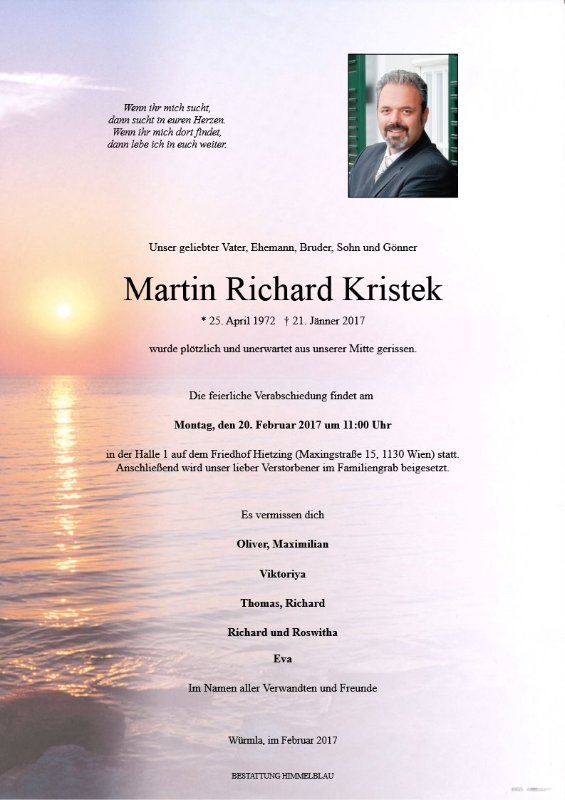 Erinnerungsbild für Martin Richard Kristek