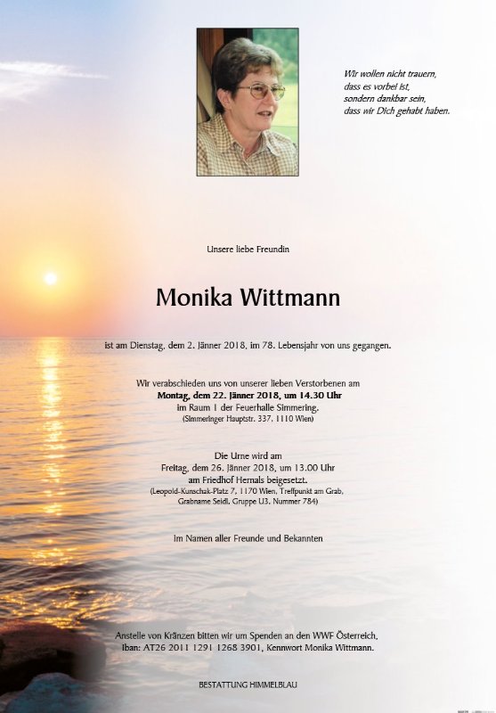 Erinnerungsbild für Monika Wittmann