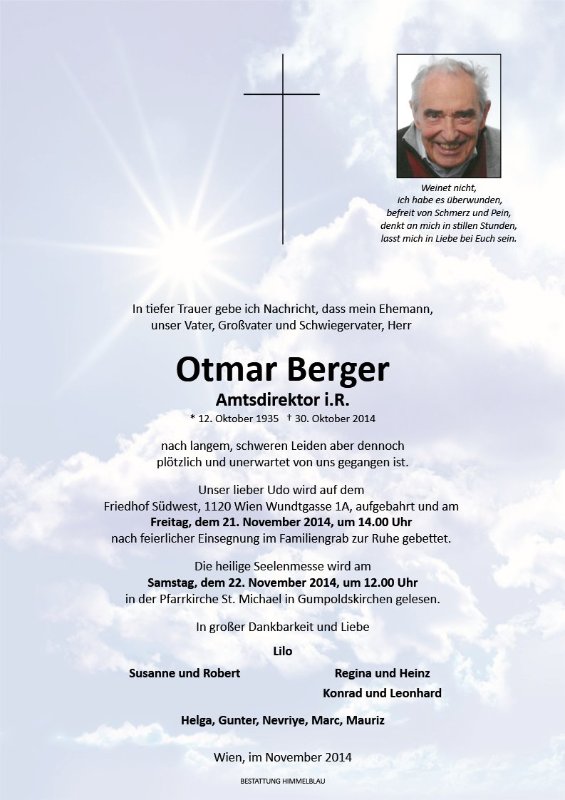 Erinnerungsbild für Otmar Berger